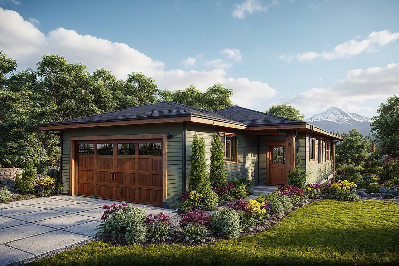 Associated Designs | Prairie-Style House Plan for Sloped Narrow Lots with ADU