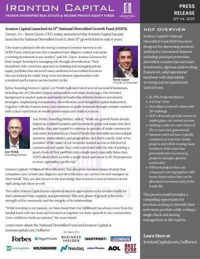 Ironton Capital Launched its 11th National Diversified Growth Fund NDF11