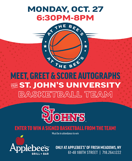Doherty-Owned Applebee’s® in Fresh Meadows to Host St. John’s Men’s Basketball Players Fan Meet & Greet on October 27