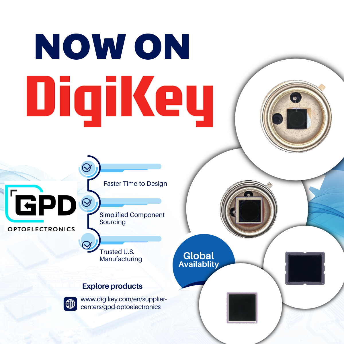 GPD Optoelectronics Announces Global Availability of Photodiodes on DigiKey