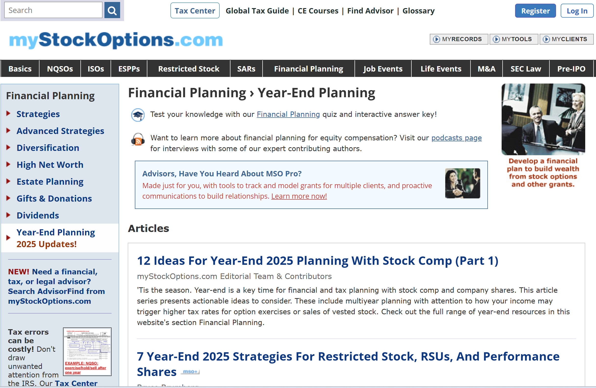Year-End Planning Resources At myStockOptions.com Help Employees With Stock Compensation After 2025 Tax Law