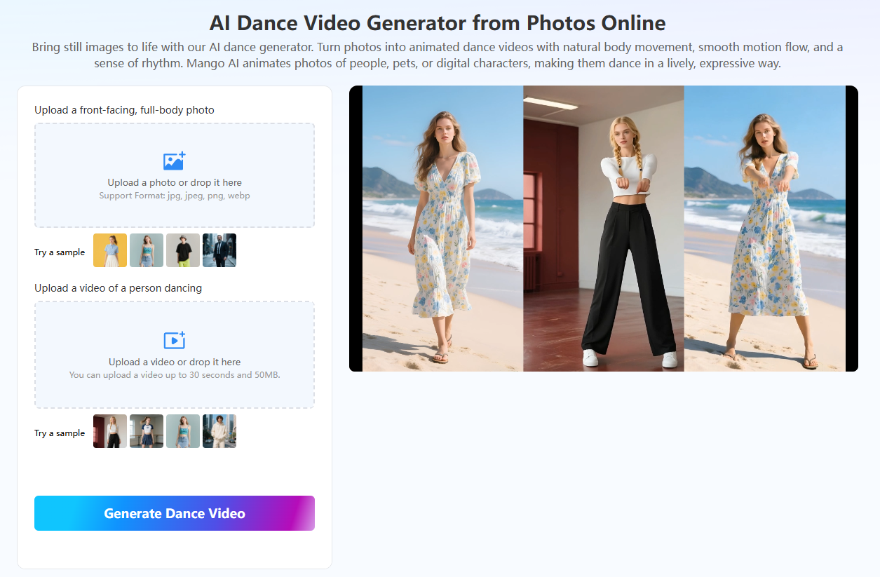 Mango AI Introduces AI Dance Generator to Animate Photos with Dance Movements