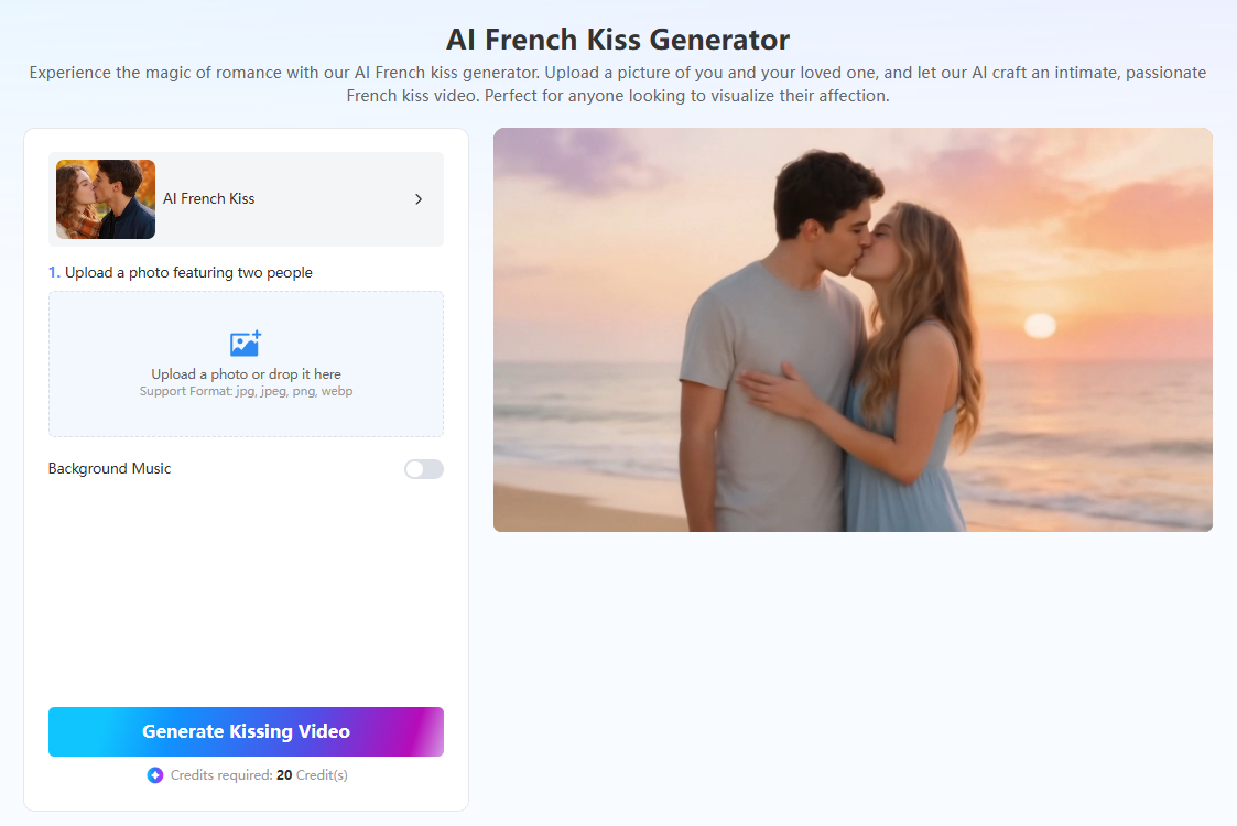 Mango AI Unveils AI French Kiss Generator for Creating Romantic Kiss Videos