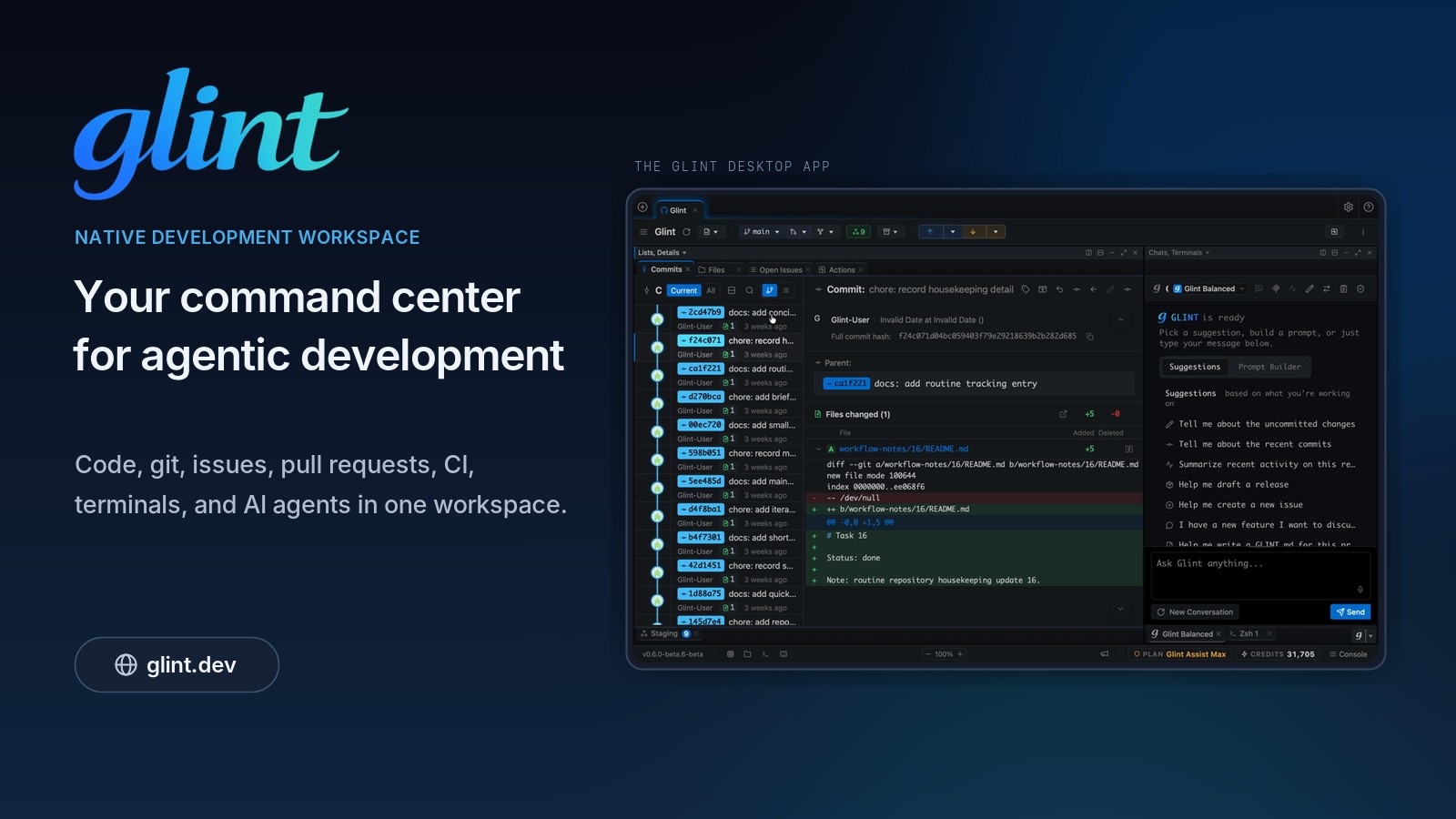 Glint Opens Public Beta of Its AI-Native Git Workspace – Agentic Coding, Worktrees, and Terminals in One App
